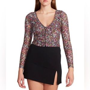 STEVE MADDEN - MEDIUM - LUNA FLORAL MESH TOP IN MULTI — with tags
